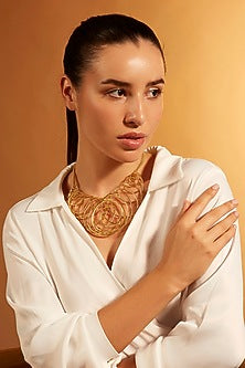 Gold Finish Coiled Necklace