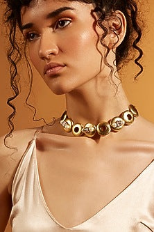 Gold Finish Mini Circlet Choker Necklace