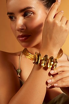 Gold Finish Groovy Drop Cuff