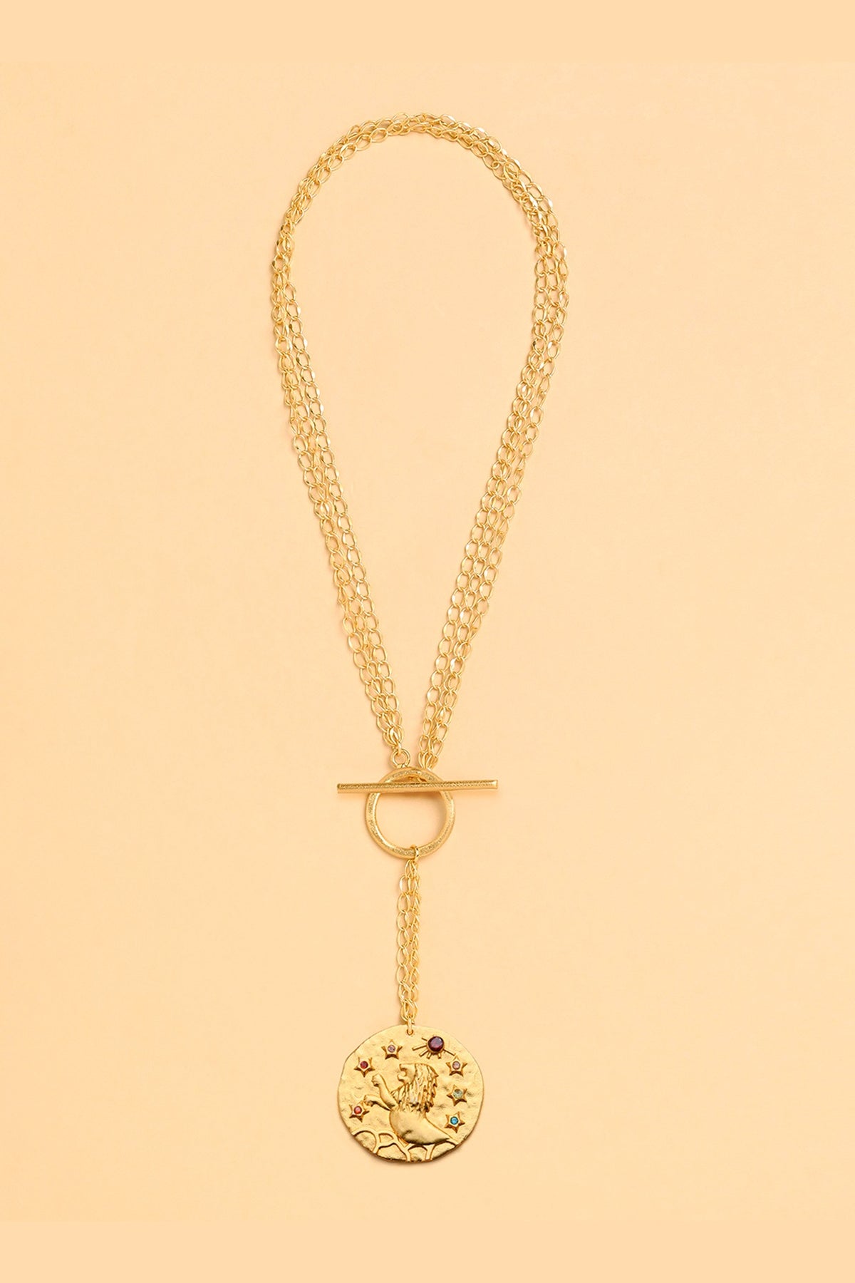 Gold Finish Leo Celestial Necklace