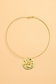Gold Finish Leo Celestial Torque Necklace