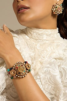 Gold Finish Multi-Colored Stone Bracelet