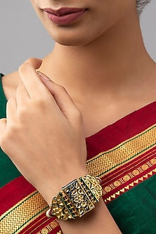 Gold Finish Meenakari Polki Bracelet
