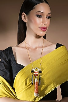 Gold Finish Coral Beads Necklace