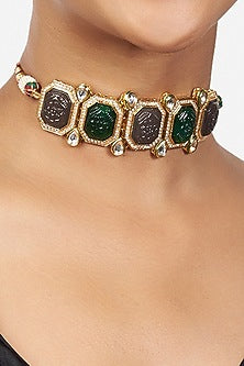 Gold Finish Hydro Kundan Polki Necklace