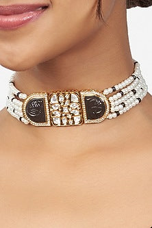 Gold Finish Hydro Stones Choker Necklace