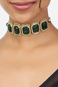 Gold Finish Zirconia Choker Necklace