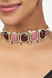 Gold Finish Handcrafted Zirconia Choker Necklace