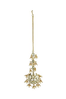 Gold Finish Kundan Polki & Jadtar Stone Maang Tikka