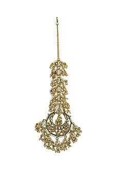Gold Finish Kundan Polki & Jadtar Stone Maang Tikka