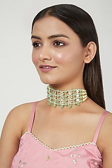 Gold Finish Beaded Choker Necklace