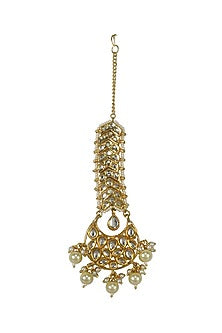 Gold Finish Pearl Drop Maangtikka