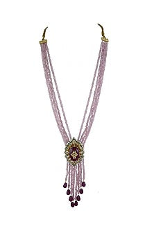 Gold Finish Kundan Polki Pendant Necklace