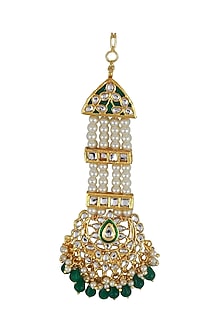 Gold Finish Meenakari Kundan Polki Maang Tikka