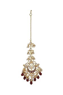 Gold Finish Meenakari Beaded Maang Tikka