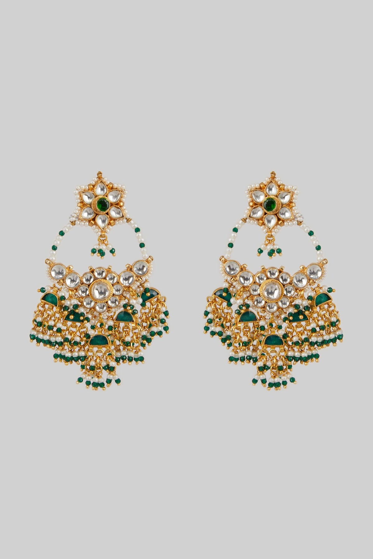 Gold Plated Emerald Stone Earrings