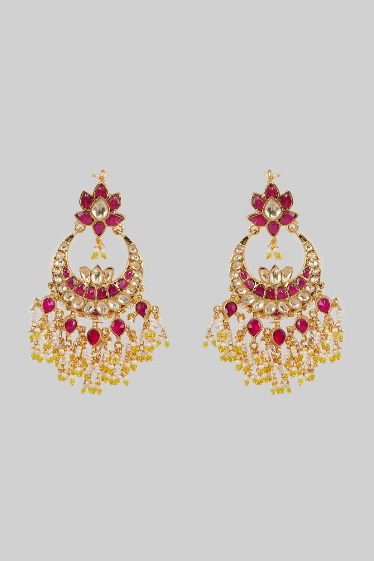 Gold Plated Pearl Jadau Earrings