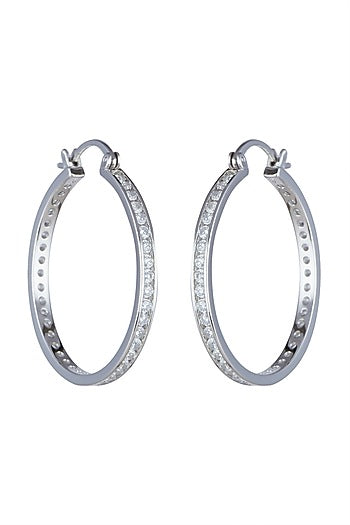 White Finish Hoop Earrings