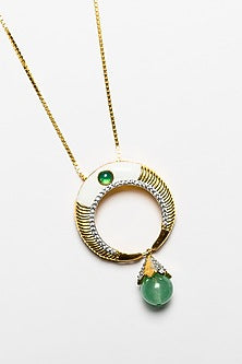 Gold Plated Enamel Pendant Necklace In Sterling Silver