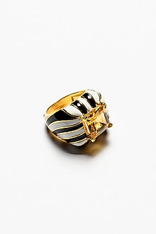 Gold Plated Citrine Ring In Sterling Silver
