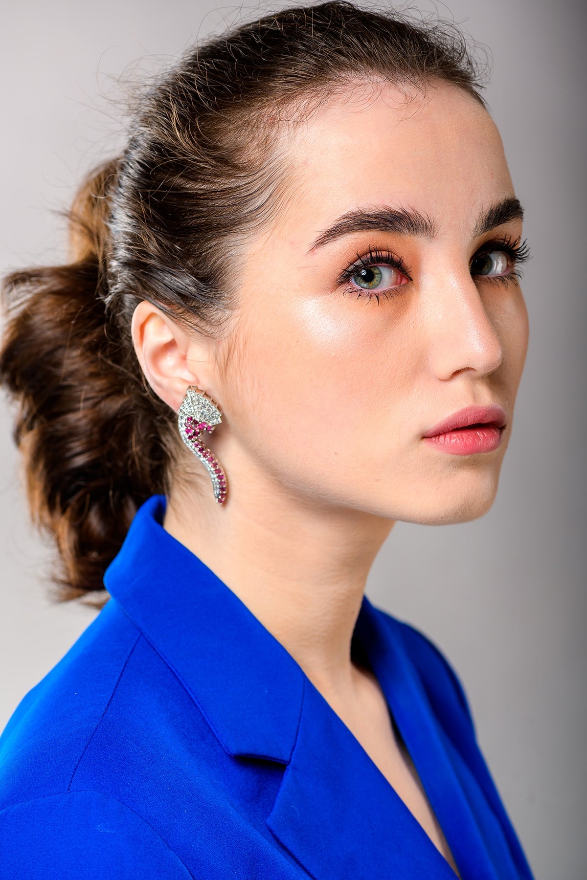 White Finish Dangler Earrings In 92.5 Sterling Silver