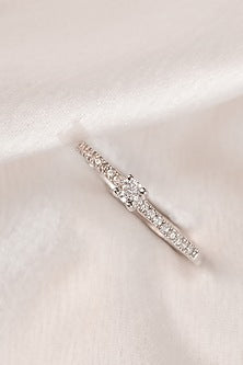 White Finish Zircon Ring In Sterling Silver