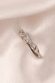 White Finish Zircon Interwaved Ring In Sterling Silver