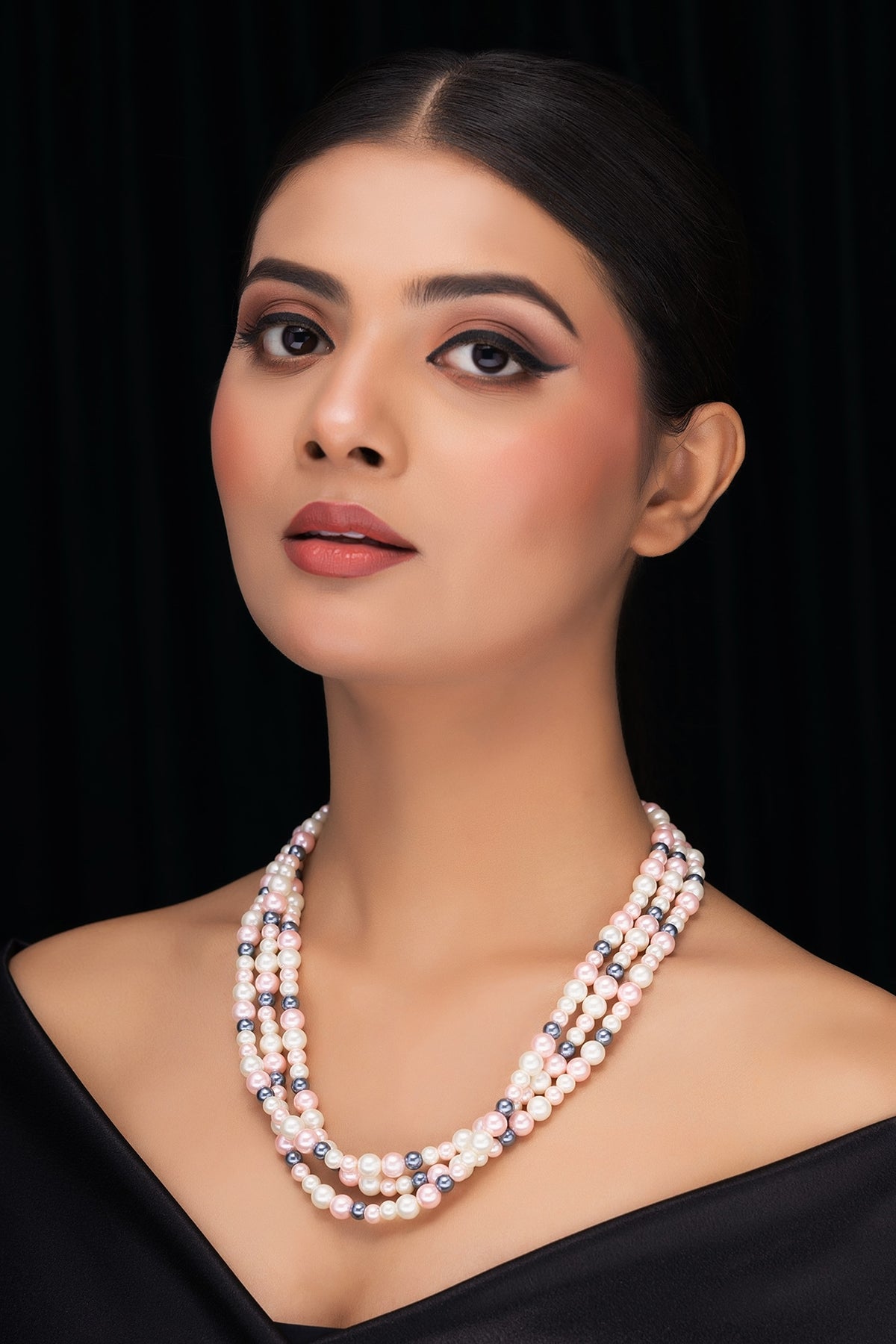 Multi-Colored Shell Pearl Layered Necklace