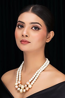 White Shell Pearl Layered Necklace