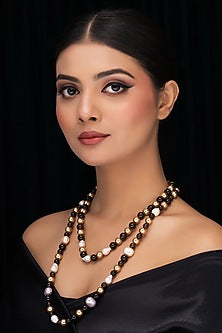 Freshwater Pearl & Smoky Topaz Long Necklace