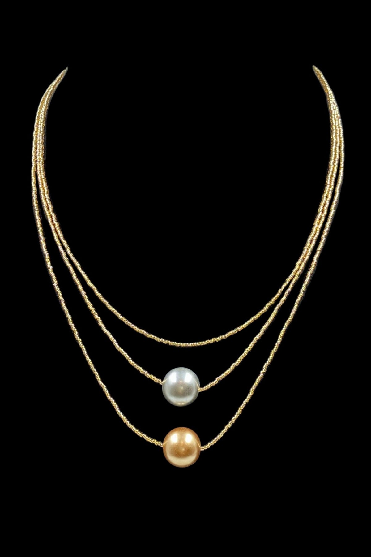 White Shell Pearl Layered Necklace