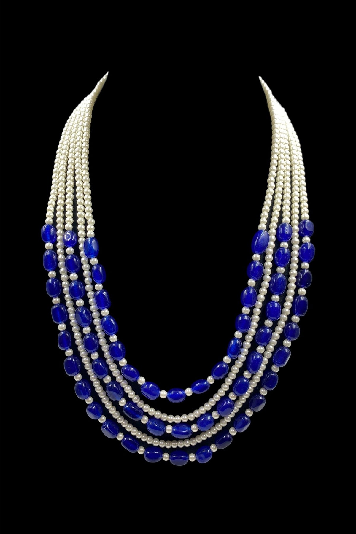 Blue Quartz Stone & Shell Pearl Necklace
