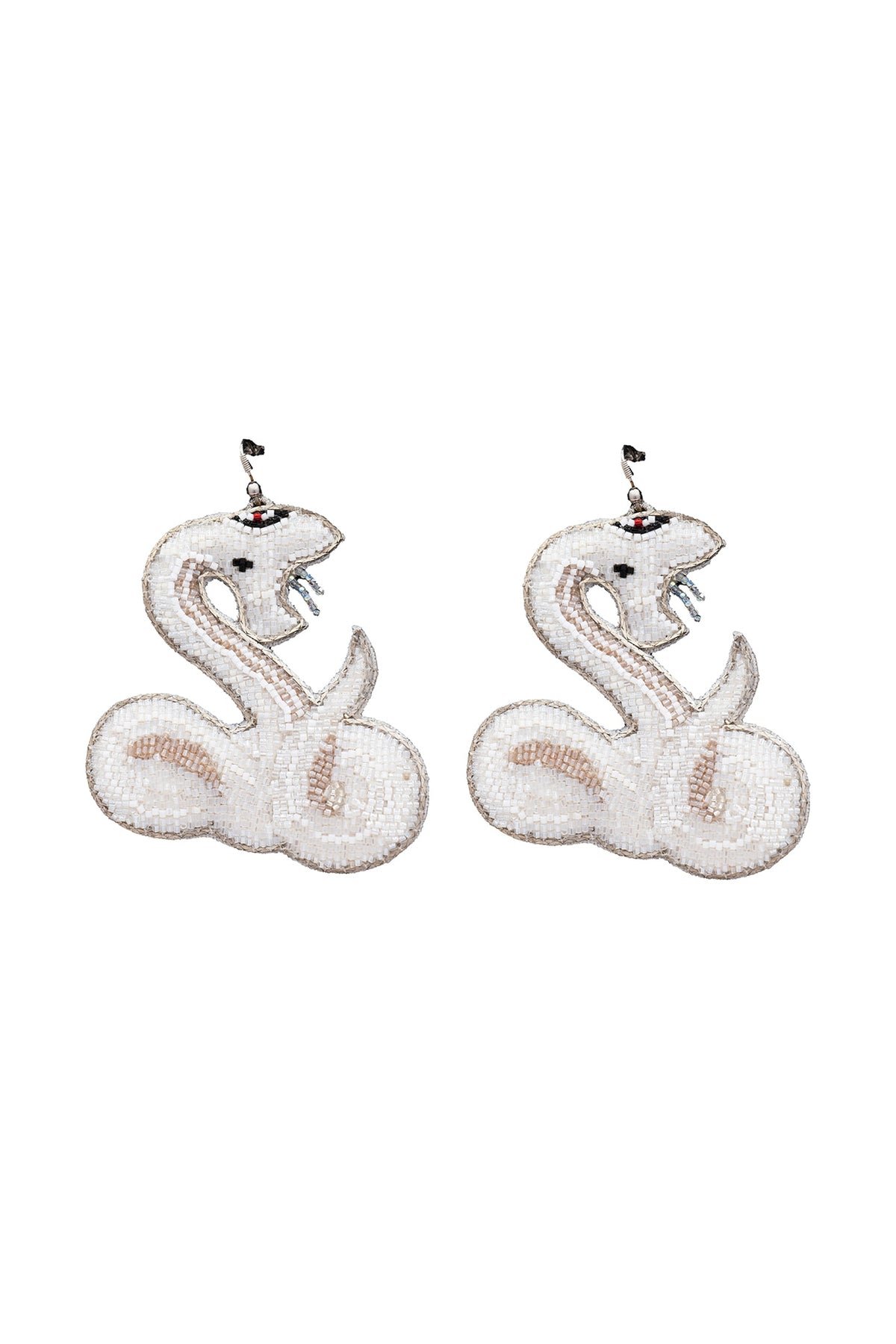 White Beaded Dangler Earrings