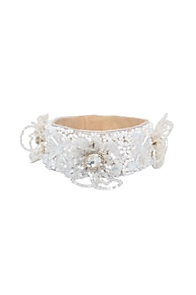 White Floral Cuff Bracelet
