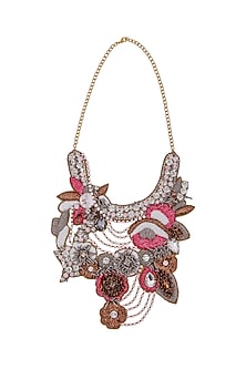 Multi-Colored Hand Embroidered Floral Necklace