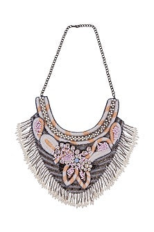 White Hand Embroidered Necklace