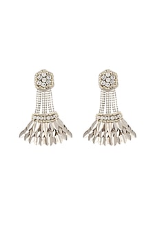 Silver Glass Crystal & Beads Dangler Earrings