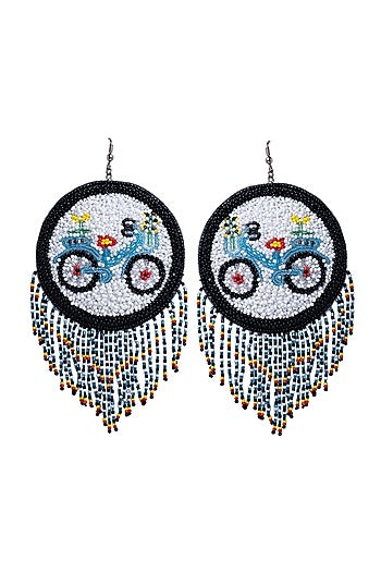 Multi-Colored Hand Embroidered Earrings