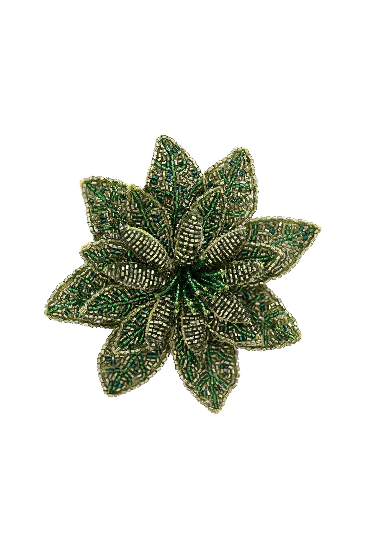 Green Suede Hand Embroidered Brooch