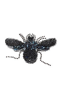 Blue Suede Hand Embroidered Brooch