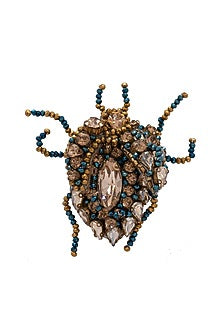 Gold Suede Hand Embroidered Brooch