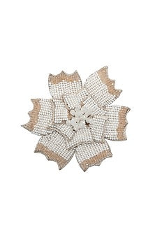 White Suede Hand Embroidered Brooch