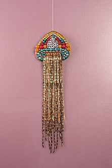 Multi-Colored Suede Hand Embroidered Brooch