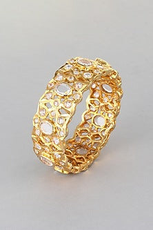 Gold Plated Kundan Carved Bangle