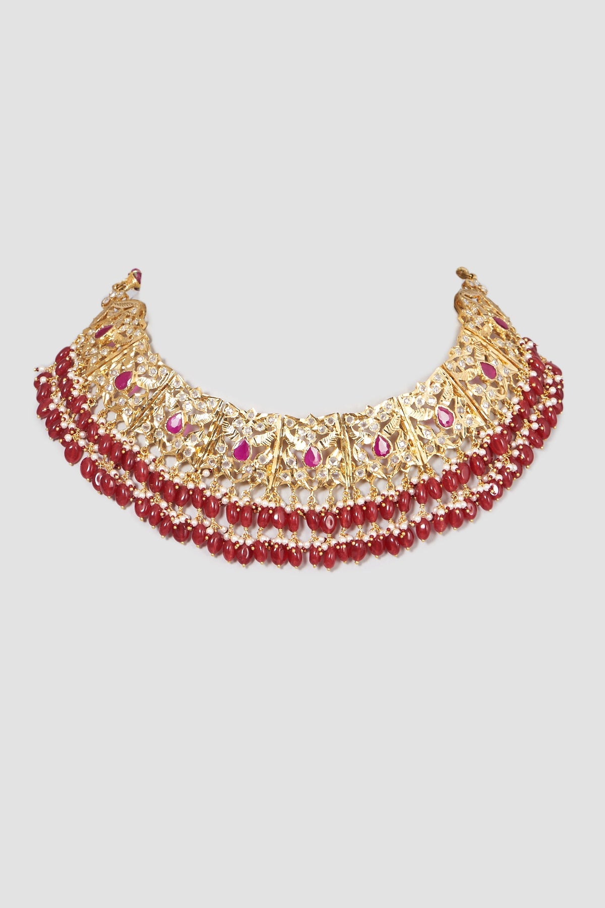 Gold Plated Choker Necklace With Beads
