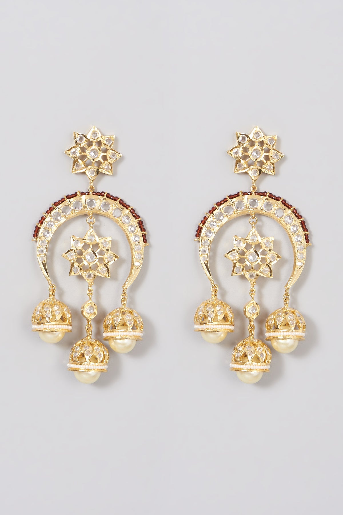 Gold Plated Kundan Polki Dangler Earrings
