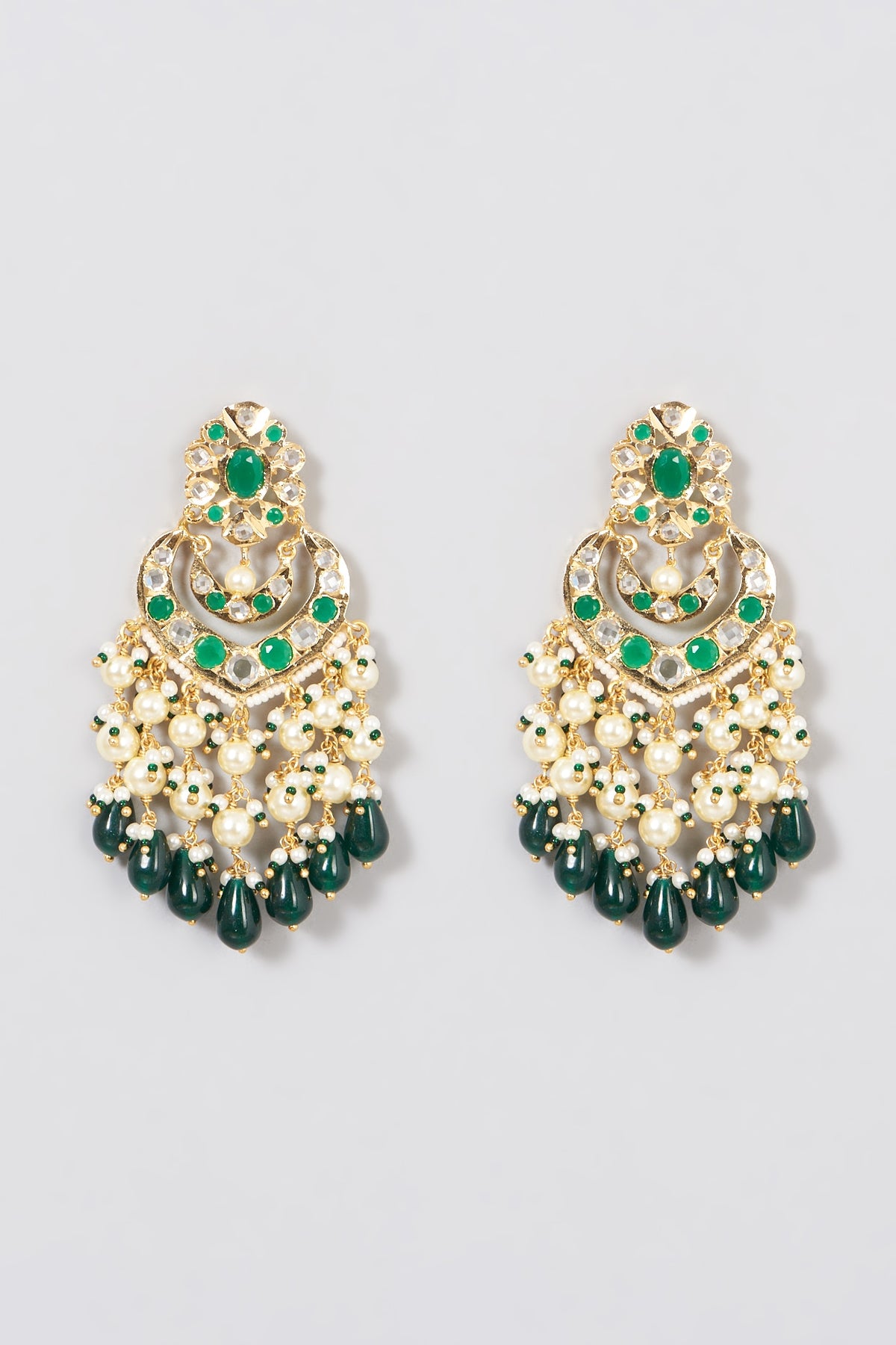 Gold Plated Kundan Polki Chandbali Earrings