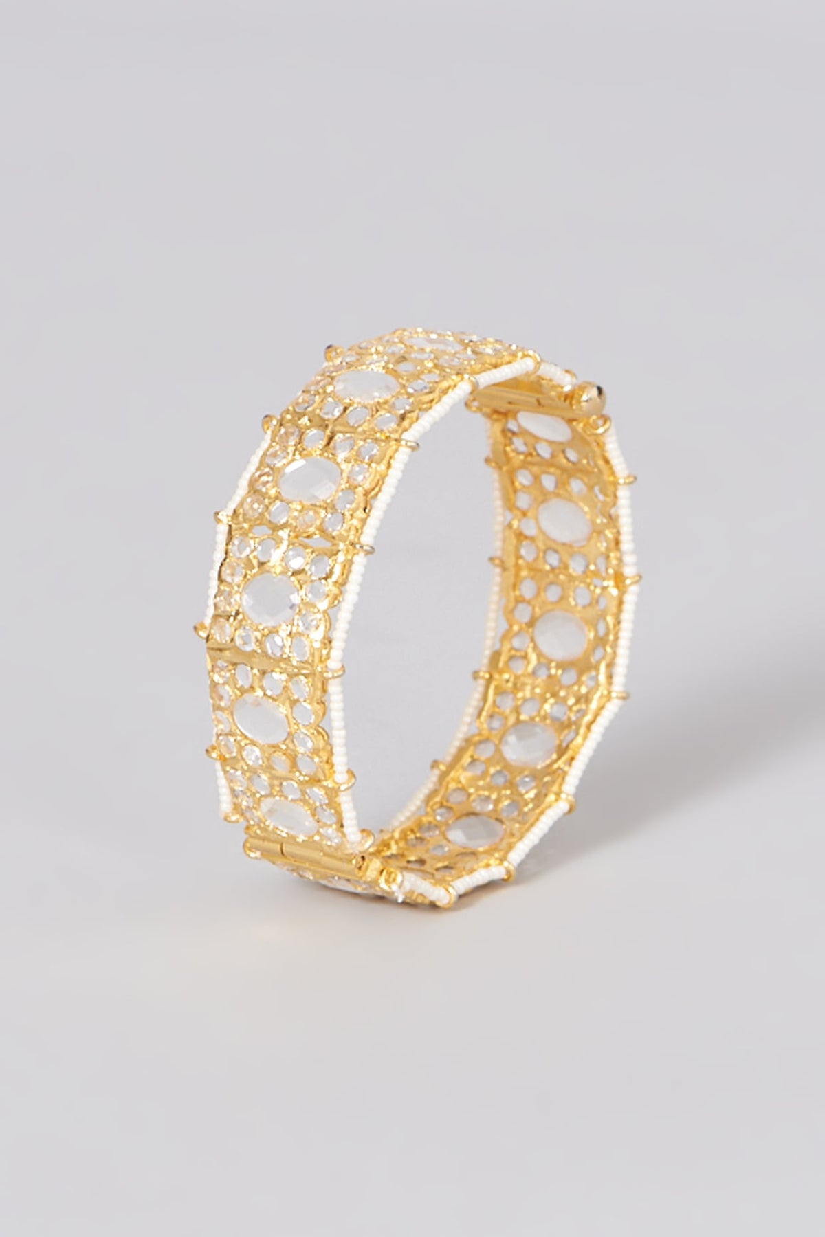 Gold Plated Bangle With Pearls
