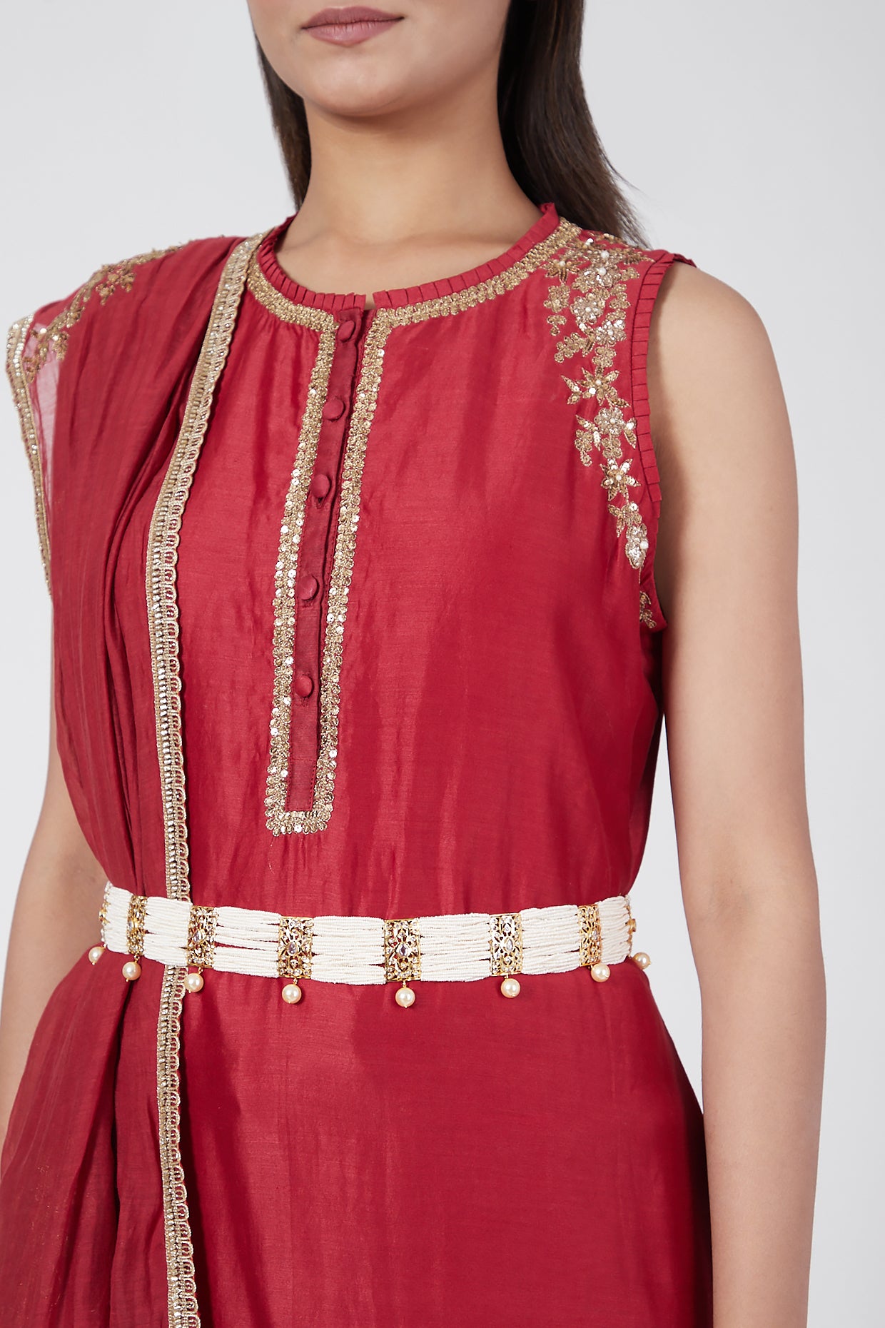 Gold Plated Kundan Waist Belt