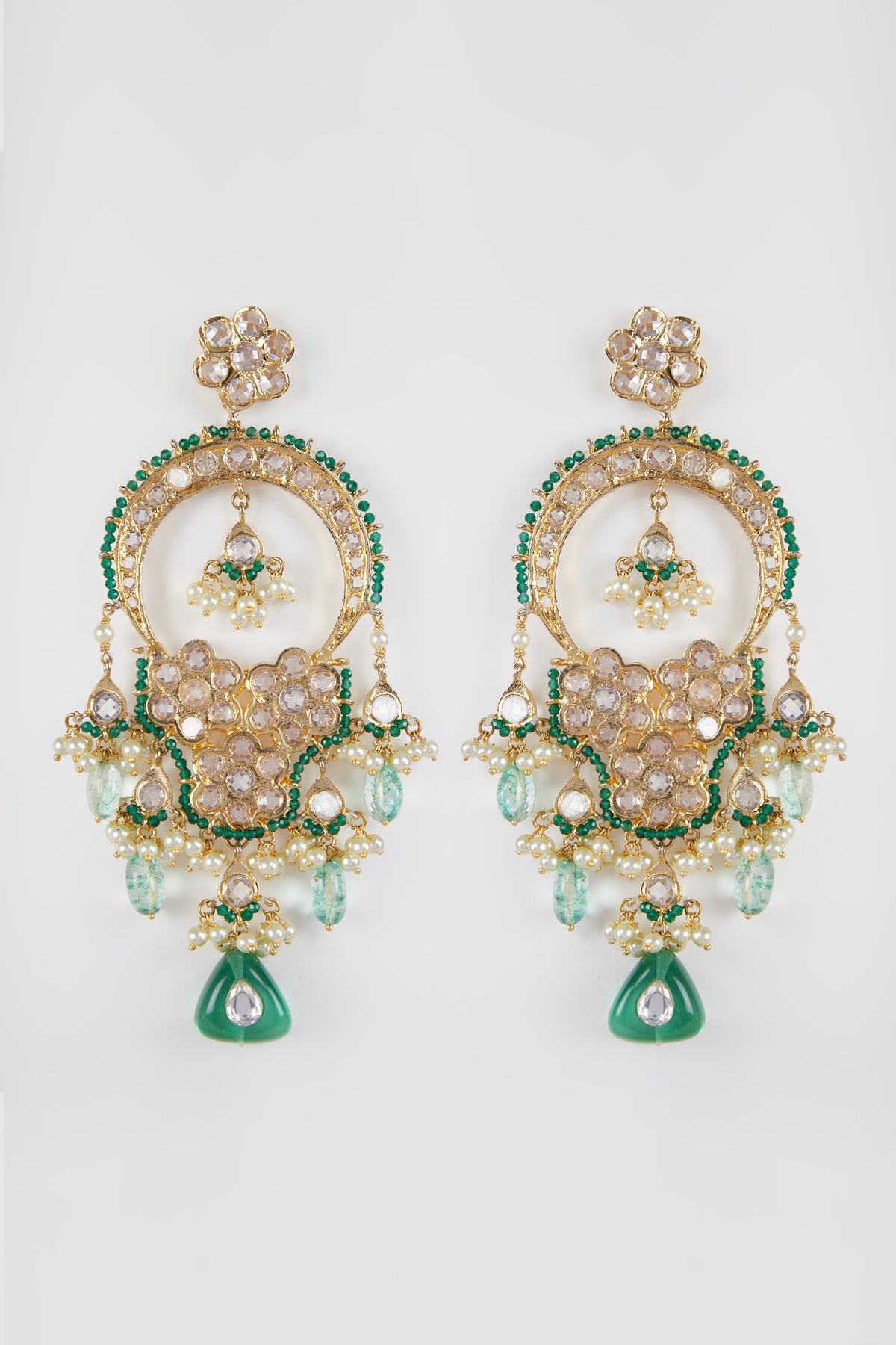 Gold Plated Crystal Chandbali Earrings